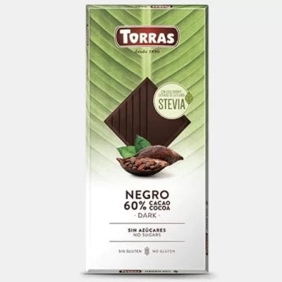 Chocolat noir (60%) avec stévia et érythritol (100gr)